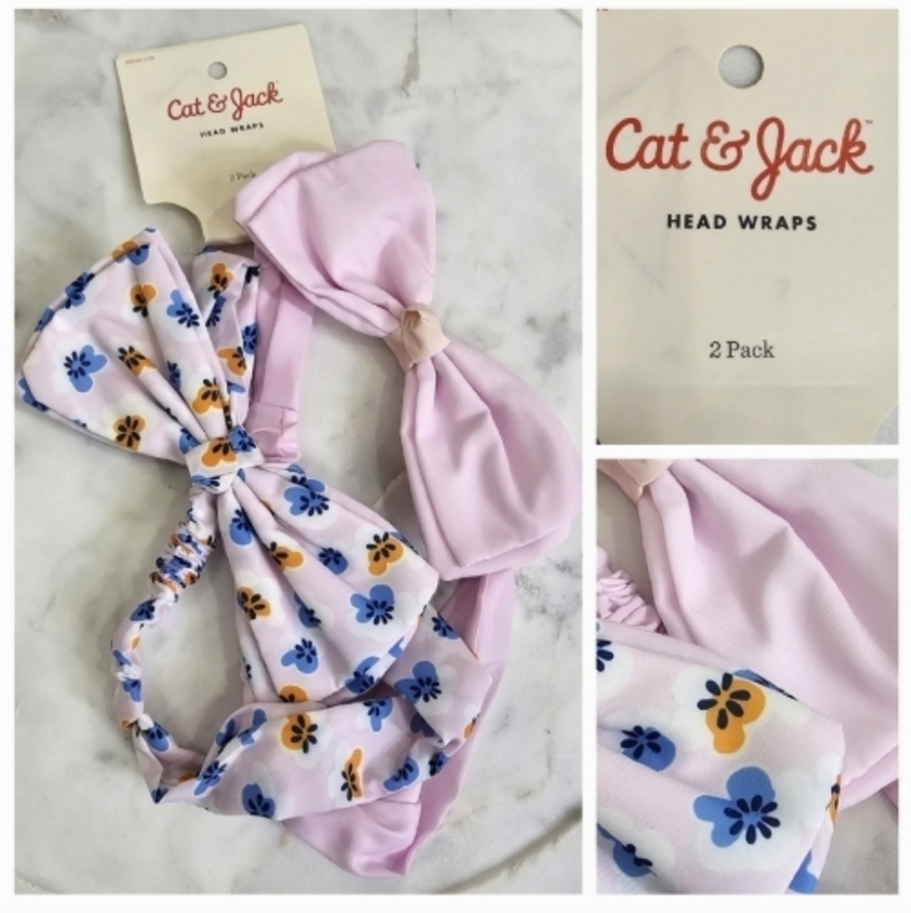 Cat & Jack Girls Head Wraps 2 Pack Floral/Pink